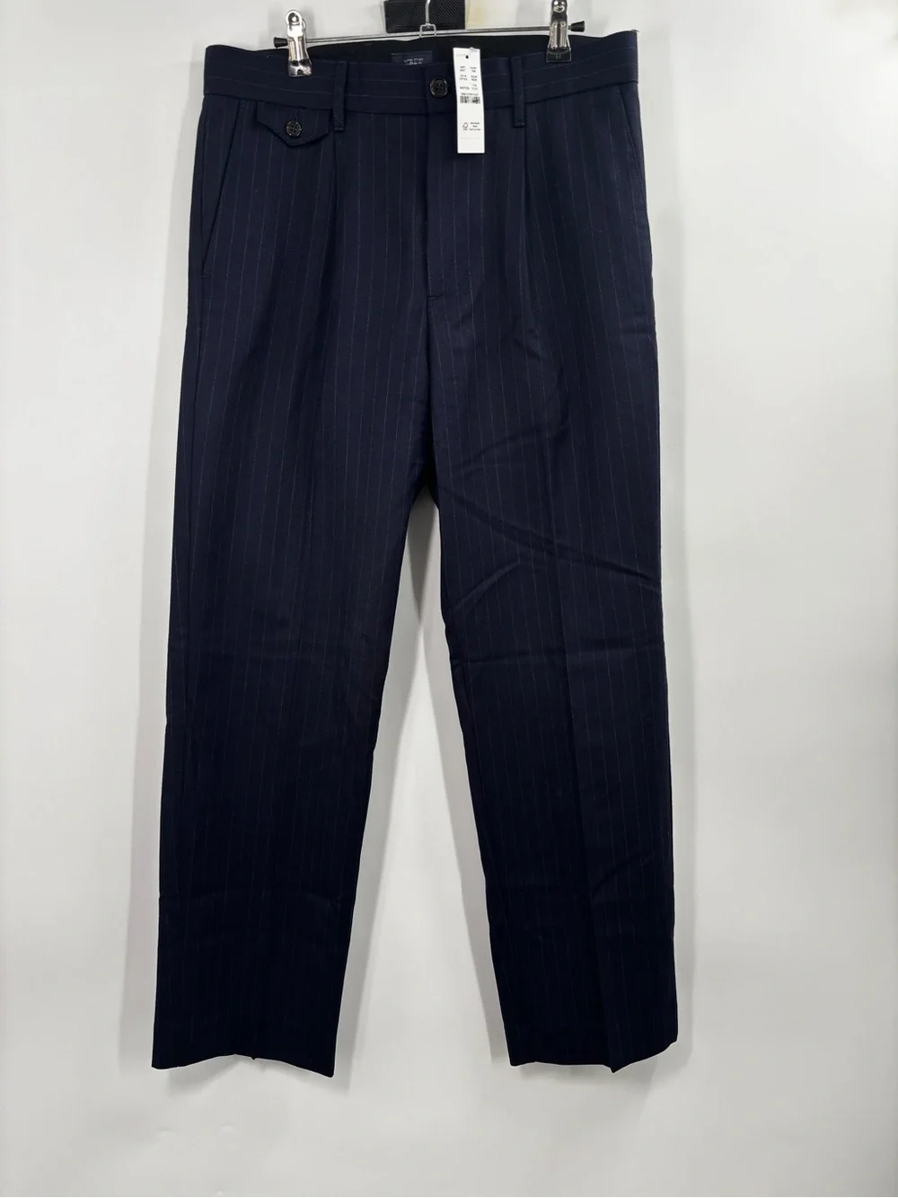 J.Crew Classic pleated creased wool trouser in pinstripe 33/34 - Picture 4 of 5